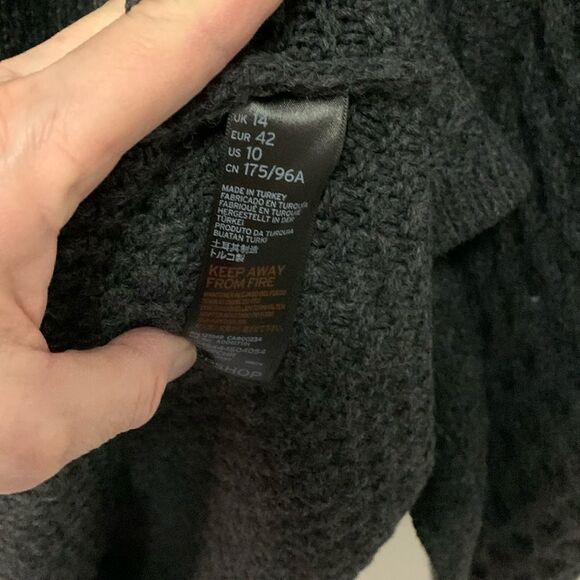 Topshop Gray Multiple Texture Knit Long Open Front Cardigan Sweater Size 10 - Picture 8 of 11